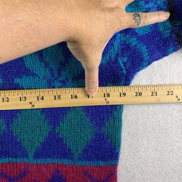 Vintage Womens Colorful Fair Isle Sweater Sz M Bold Ski Lodge Mohair Blend Retro - Picture 4 of 10